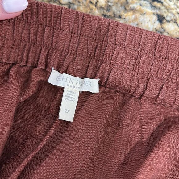 Eileen Fisher Organic Linen Tapered Leg High Rise Crop Pants Size 2X - Picture 4 of 8